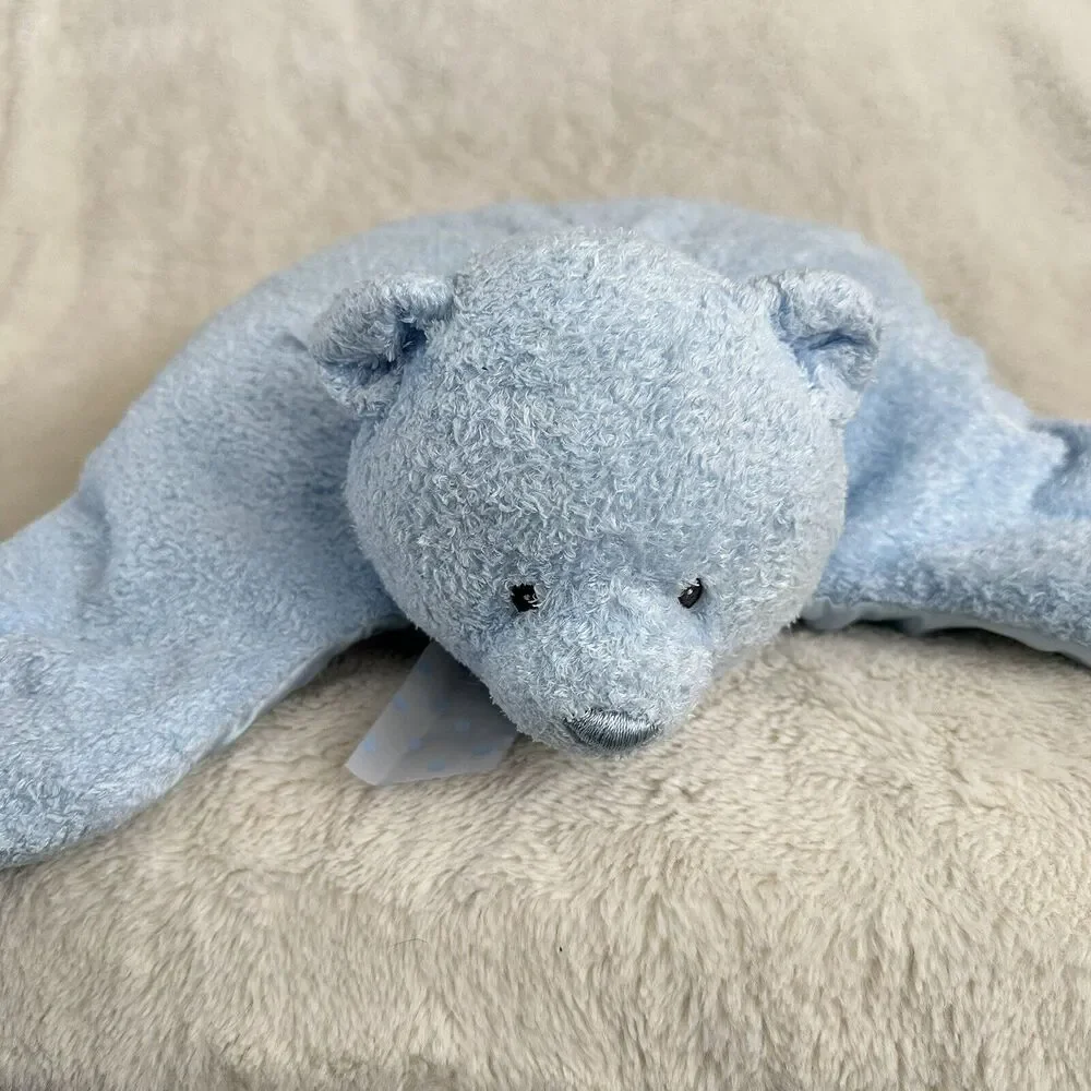 Baby Gund Sweekins Comfy Cozy Hideaways Blue Teddy Bear Satin Pillow Lovey Zip